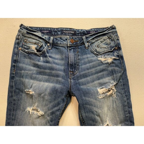 Vigoss The Chelsea Womens Skinny Distressed  Jeans Size 28x26 Blue Denim - Picture 5 of 11